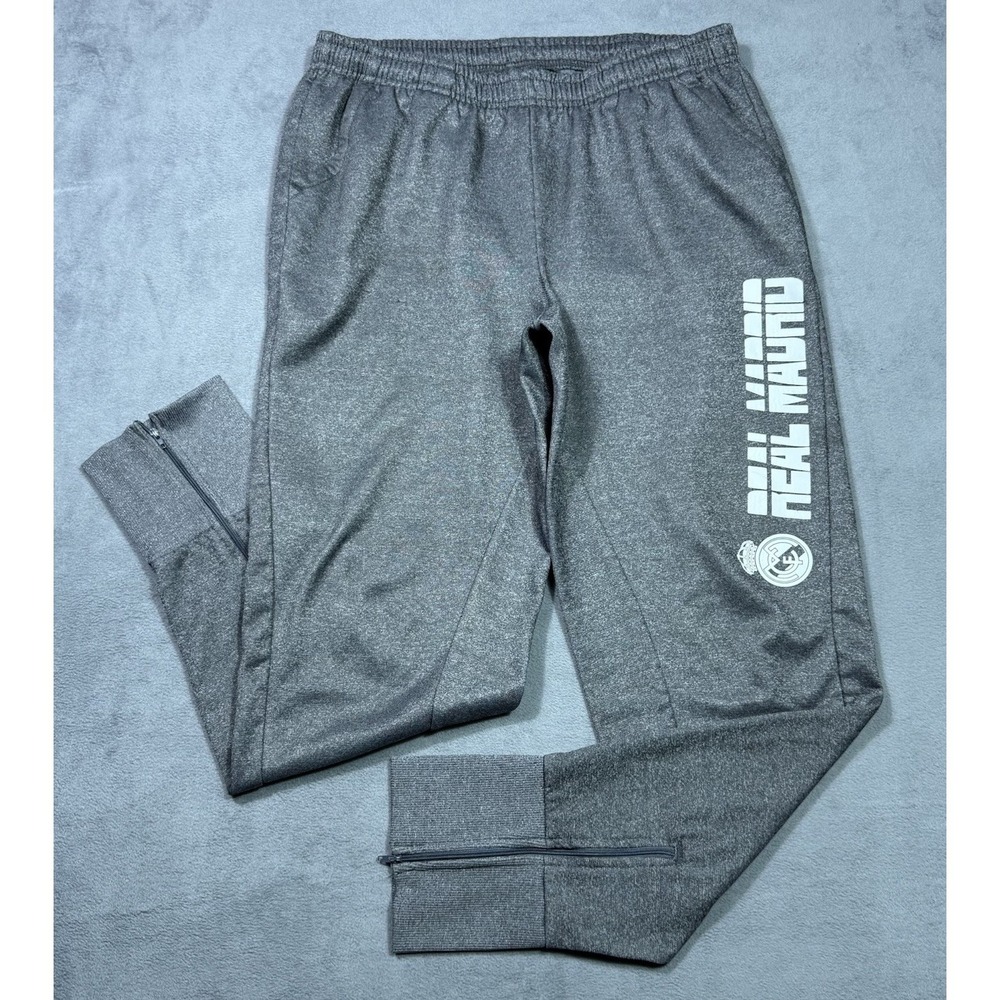 Real Madrid CF Gray Tapered Training Jogger Pants Mens L Zip Ankle Active Soccer